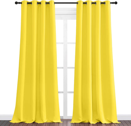 NICETOWN Bright Yellow Curtains - 108" Long, 55" Wide | Sound Reducing & Heat Blocking Panels for Modern Decor