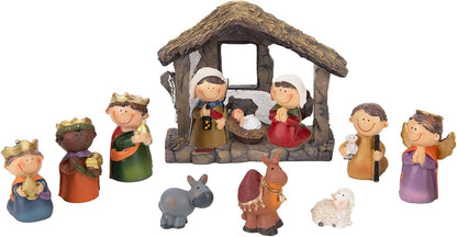 Nativity Figurines Set by Taman - 12 Resin Ornaments for Christmas Tabletop Decor | Holiday Gifts