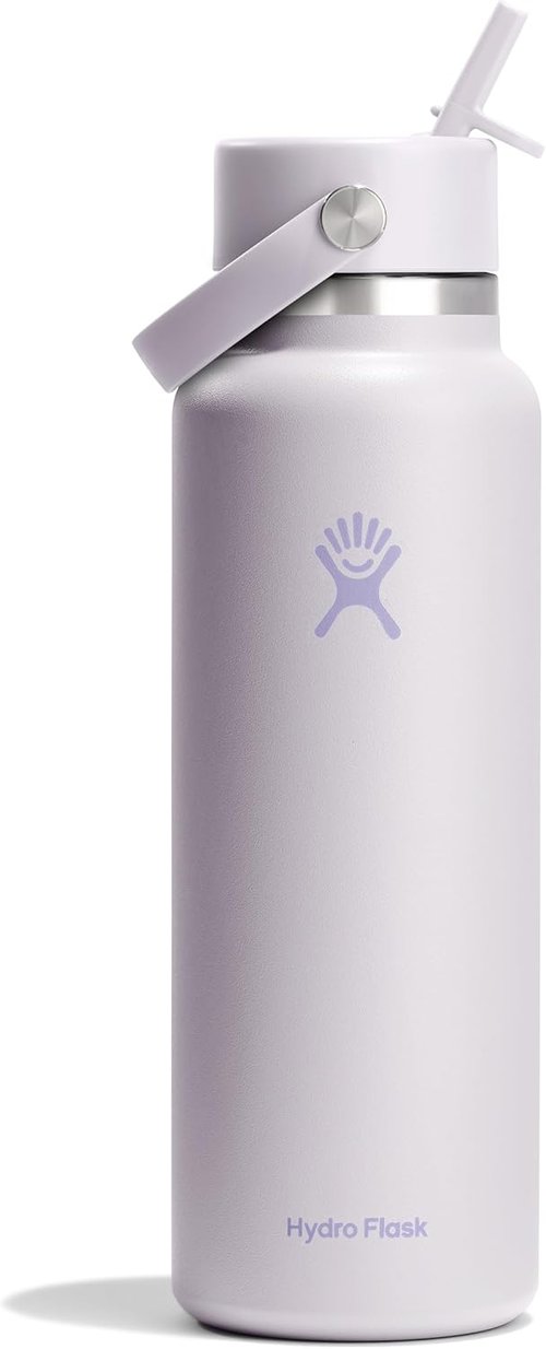 Hydro Flask Water Bottle - Insulated Stainless Steel - 40 Oz Cloud Pink with Wide Straw Lid