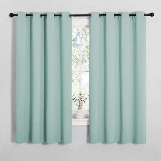 NICETOWN Blackout Curtain Panels - Thermal Insulated Draperies in Aqua | One Pair, 55 x 68 Inches