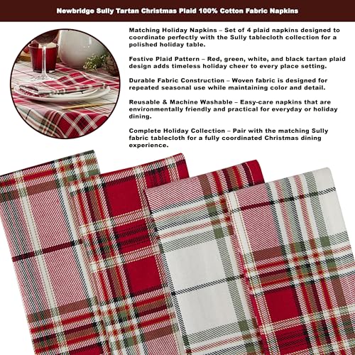 Newbridge Sully Red Plaid Christmas Tablecloth 52x52 Inch Square