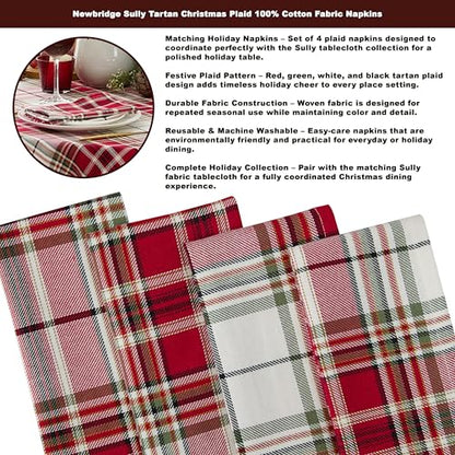 Newbridge Sully Red Plaid Christmas Tablecloth 52x52 Inch Square