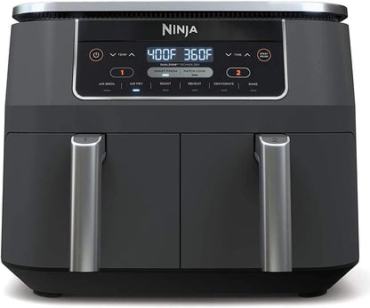 Ninja DZ201 Foodi 8-Quart DualZone Air Fryer - 6-in-1 with Smart Finish & Match Cook