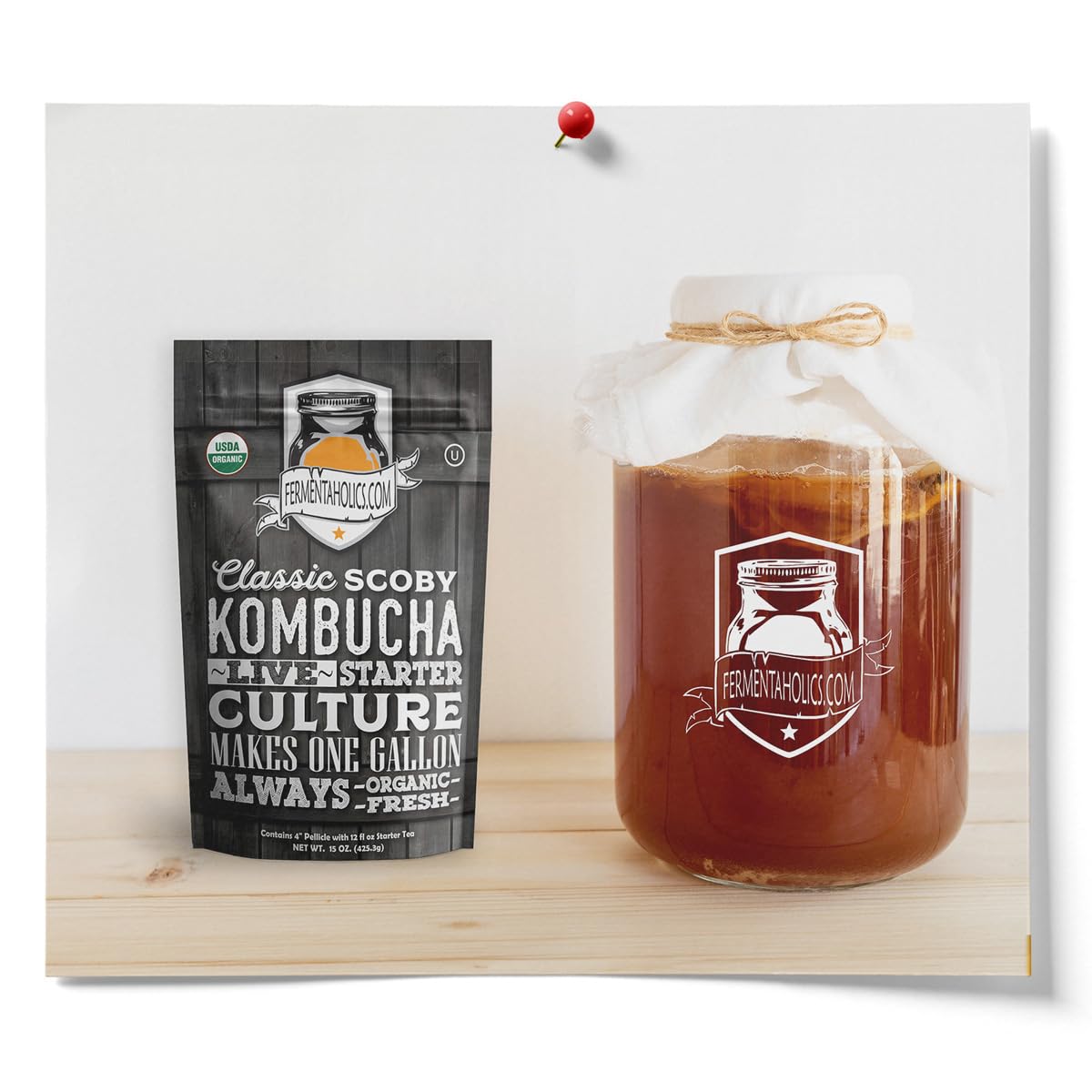 Fermentaholics Ingredient Kit - Classic Kombucha, Brews 1-Gallon, Organic, Kosher