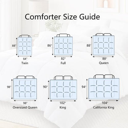 TEXARTIST Premium 2100 Series Queen Comforter All Season Breathable White Comforter Soft 4D Spiral Fiber Quilted Down Alternative Duvet Insert with Corner Tabs Luxury Hotel Style (88"x88")