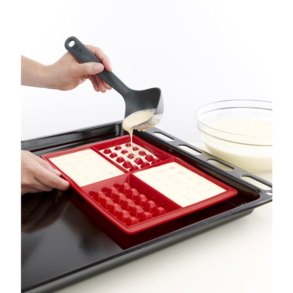 Lekue 0215000R01M017 Silicone Waffle Mold, Red, Set of 2