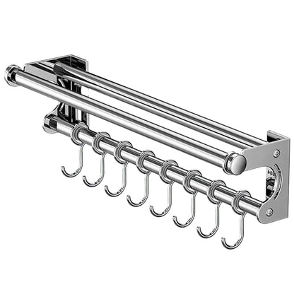 semofcen Kitchen Utensil Holder Hanger 30/40/50CM Stainless Steel Multifunctional Slide Rail Hook Space Saving Utensil Rack No Drilling Kitchen Rail for Hanging Cooking Utensils Mugs Spoons