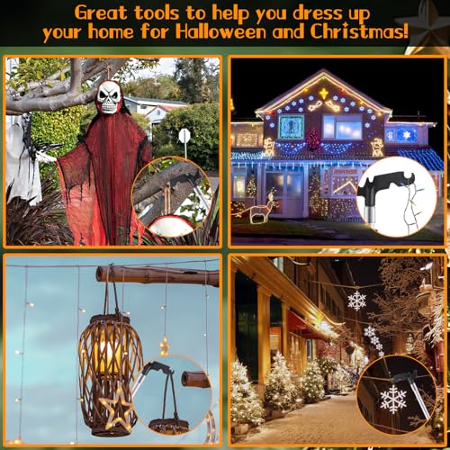 24Ft Telescopic Extension Pole with Hook for Christmas Lights - Aluminum