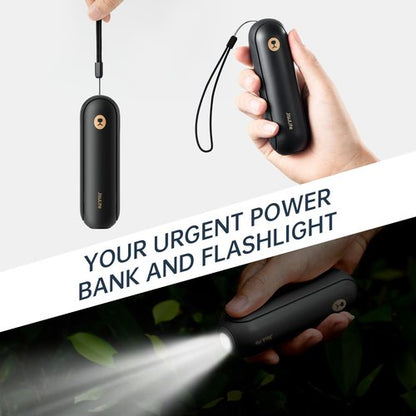 JISULIFE Portable Handheld Fan, Mini 3 In 1 with Rechargeable Battery, Personal Pocket Fan for Travel, Outdoor, USB Power Bank, Flashlight, Essential Ideal Gifts for Men/Women/Family/Friends - Black