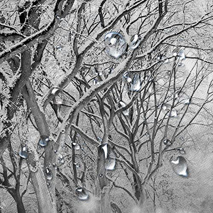 Grey Winter Street View Shower Curtain with Snow Trees, Christmas 72x72 Inches - Christmas3