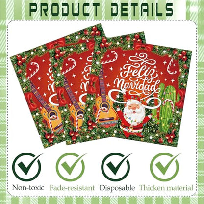 Mexican Feliz Navidad Party Decorations - 50 Assorted Festive Napkins - Variation: Mexican
