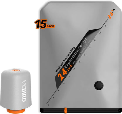 Rechargeable Wireless Pump | Travel Storage Bags Set - 15 Medium Vacuum Bags for Space-Saving Packing