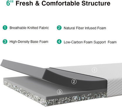 Novilla Twin Mattress - 6 Inch Memory Foam for Pressure Relief & Comfort | CertiPUR-US Certified