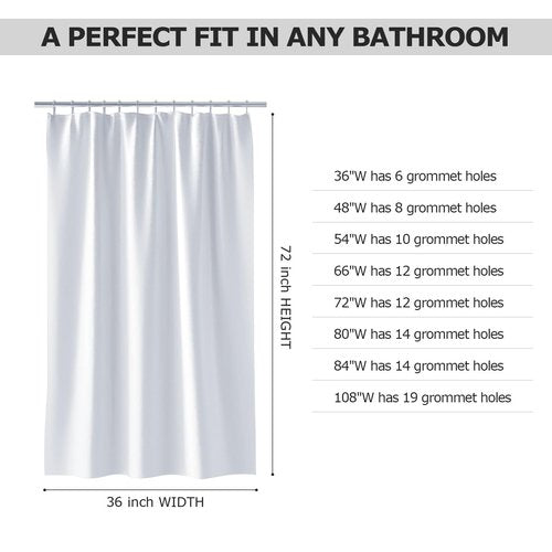 MhhYLL White Fabric Shower Curtain,Hotel Quality Shower Curtain Liner,Heavy Duty Cloth 12 G,Water Repellent Shower Liner,Machine Washable 66 x 72 Inches