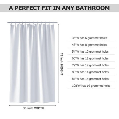 MhhYLL White Fabric Shower Curtain,Hotel Quality Shower Curtain Liner,Heavy Duty Cloth 12 G,Water Repellent Shower Liner,Machine Washable 66 x 72 Inches