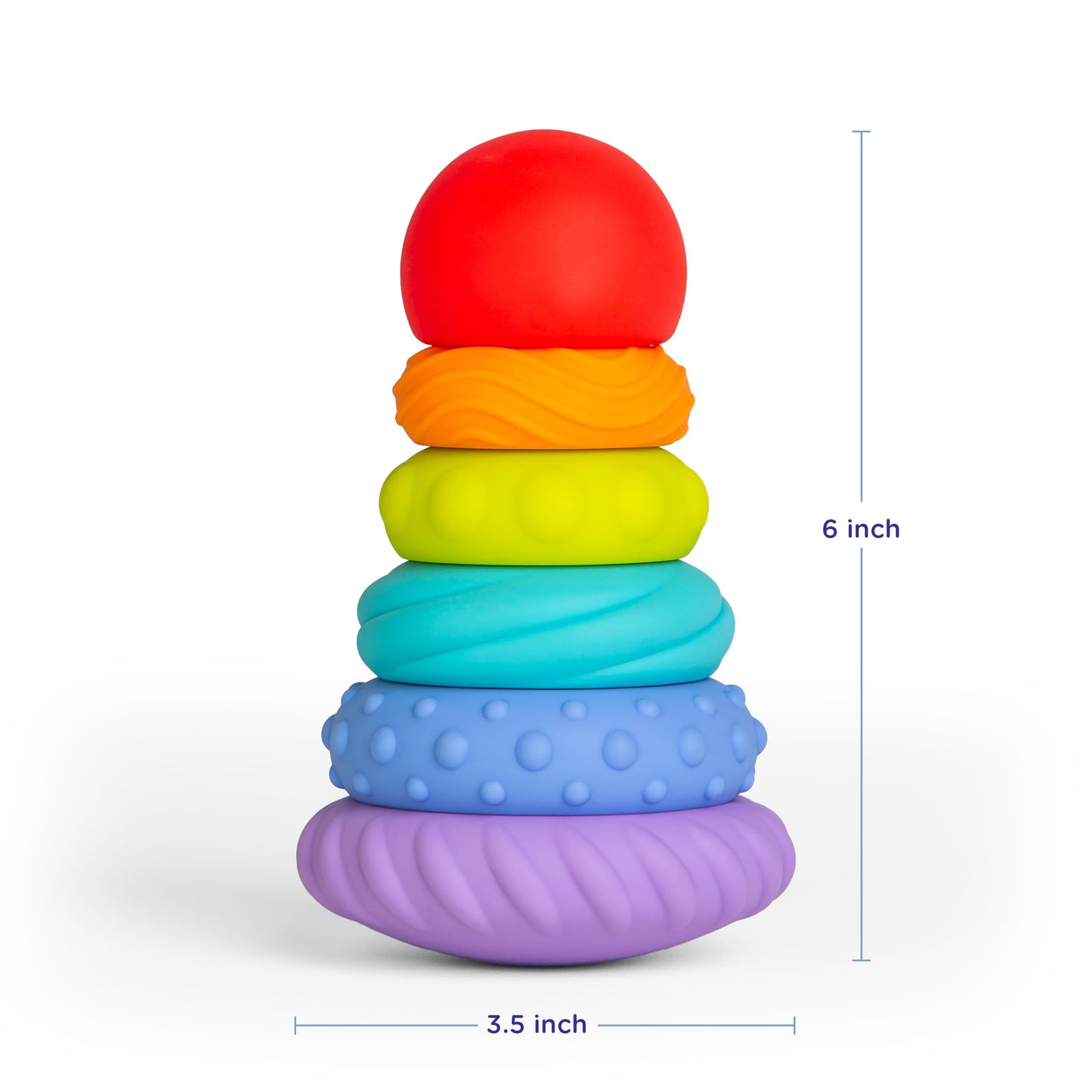 Ubbi Baby Teether Totter, Multi-Textured Food-Grade Silicone Teething Toy, 6 Piece Set, Early Development Toy