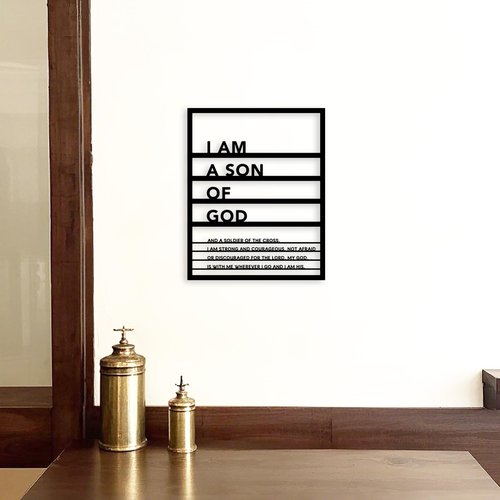Metal Teen Boy Room Wall Decor I Am a Son of God Wall Art Sign for Boys Bedroom Playroom living Room Bathroom Motivational Sculptures Black