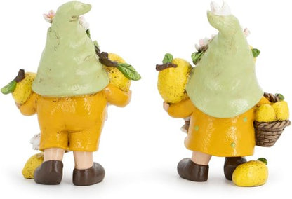 Hodao Lemon Gnome Figurines Set of 2 - Adorable Yellow Indoor Decor for Summer | Perfect for Kitchen & Living Room