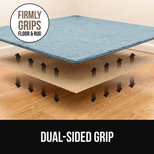 GORILLA GRIP Premium Dual-Sided 8x10 Rug Gripper Pad - Extra Thick, Slip Resistant, Beige for Hardwood Floors