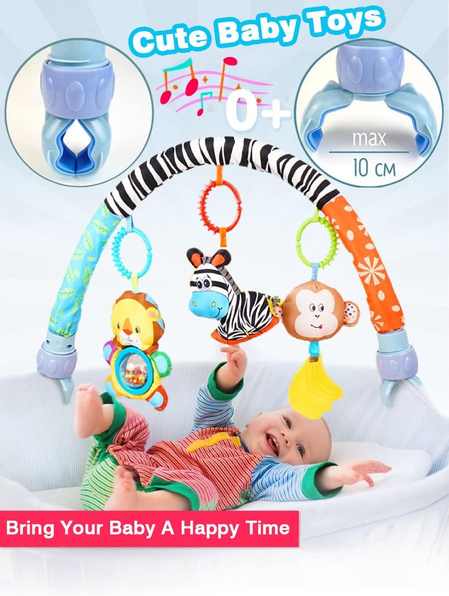 Pau1Hami1ton Baby Stroller Arch Toys - Adjustable Hanging Toy Bar for Crib, Car Seat & Bouncer | Zebra Design