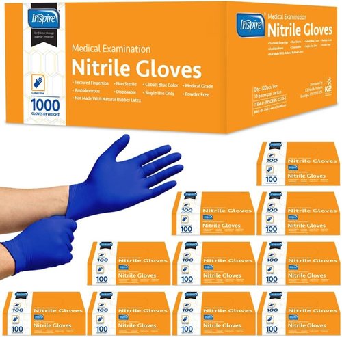 Inspire Nitrile Exam Gloves - Original Quality Stretch Cobalt Blue | Disposable Latex-Free | Size 4.5