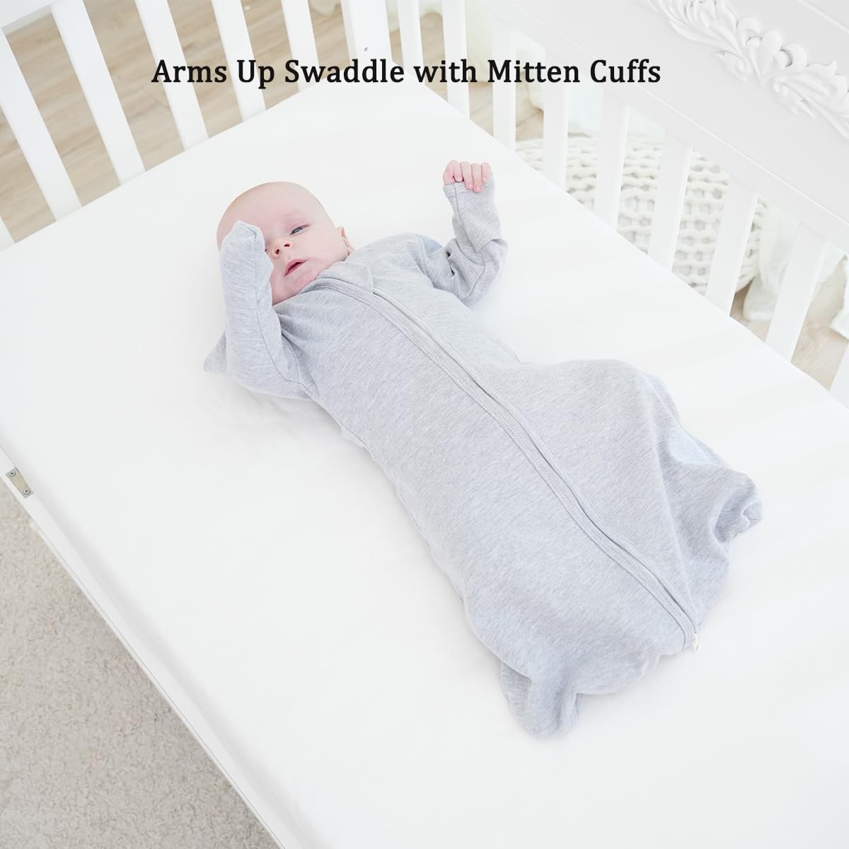 **Transition Swaddle | Baby Sleep Sack 0-3 Months - Arms Up Design with Mitten Cuffs, 2-Pack, 100% Cotton**