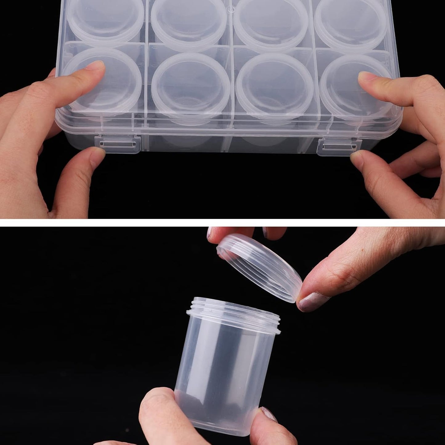 Segbeauty Gem Organizer Box - Clear Bead Container with 12 Secure Compartments | Ideal for Jewelry & Nail Art