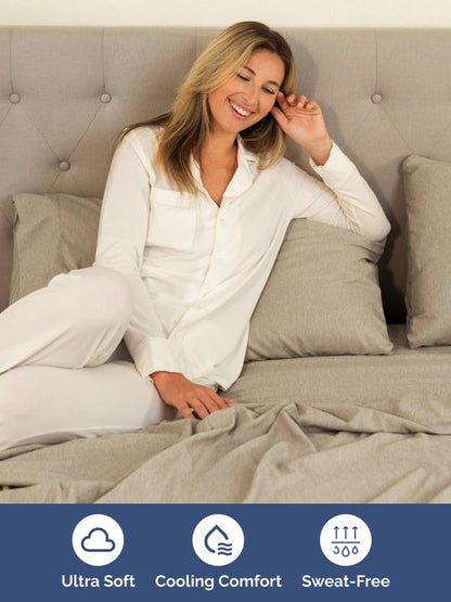 Extra Deep Queen Sheet Set - 6 Piece Breathable and Cooling Sheets - Hotel Luxury Bedding for Women, Men, Kids & Teens - Easy Secure Fit - Soft & Wrinkle Free - Extra Deep Pockets - Heathered Beige