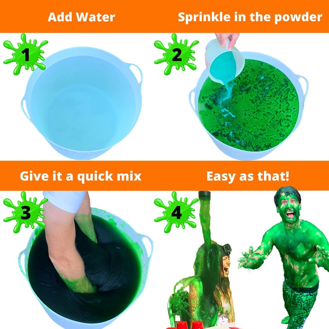 Party Goat Instant Green Slime Powder - Bulk Kit for 25 Gallons | Mix with Water for Fun Kids' Activities