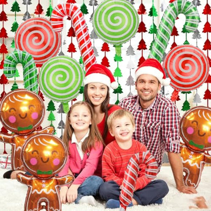 Christmas Balloons Set with Gingerbread Man & Candy Cane - Brown Variation