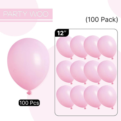 PartyWoo Pink Balloons - 100 Pcs 12 Inch Latex Helium Balloons for Baby Showers & Parties