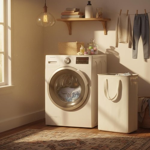 Efluky Slim Laundry Basket - Collapsible Narrow Hamper with Handles | 12.7 Gallon Beige for Bedroom & Dorm