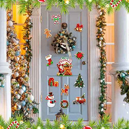 12 Pcs Christmas Refrigerator Magnets Car Magnetic Decorations Snowman Santa Gingerbread Man Magnets Accessories Set Waterproof Cute Xmas Holiday Decor