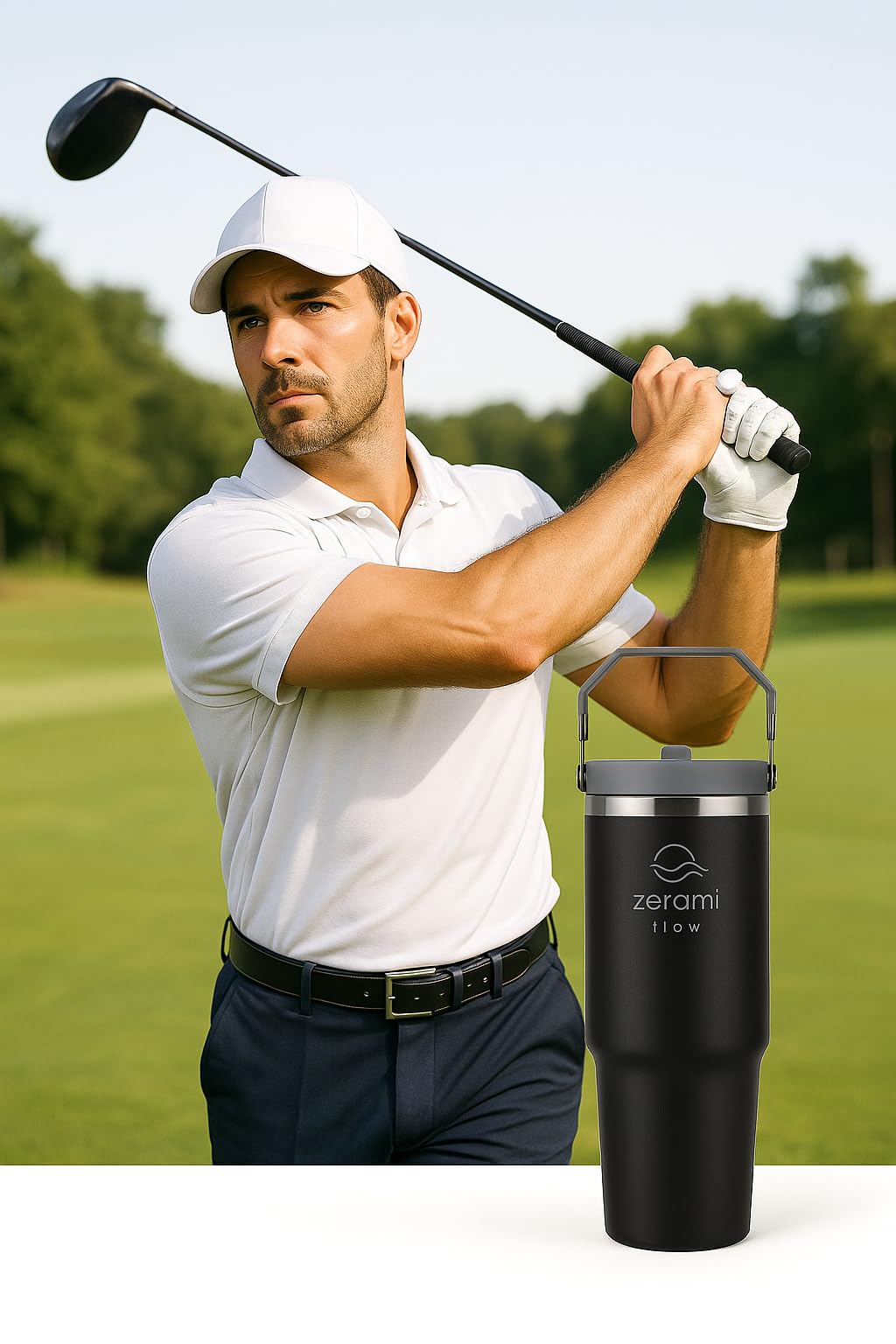 Zerami Flow 30 oz Tumbler with Handle & Flip Straw Lid – Cupholder-Friendly Insulated Stainless Steel Travel Mug, Leak-Resistant Twist Lid, Double Wall Vacuum, BPA-Free, Fits Car Cup Holder (Purple)