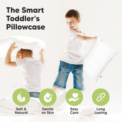 KeaBabies Toddler Pillowcase 13"x18" - Organic Cotton Toddler Pillowcase for Kids, Boys, Girls, Soft & Durable Cotton Cover for Miniature Sleepy Pillows,Cute Colors,Pillow Sold Separately(Soft White)