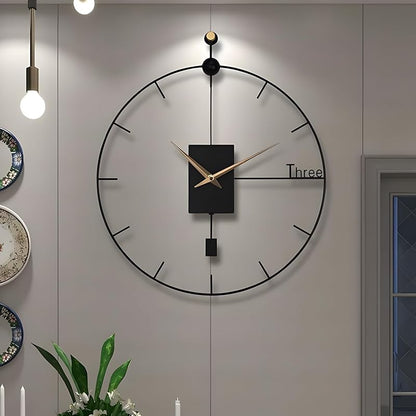 Large Wall Clock Living Room Decor 23"Modern Wall Clock with Swing Pendulum