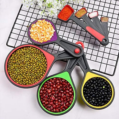 Skiennix Collapsible Silicone Measuring Cups & Spoons - 8-Piece Set for Baking & Travel | Pink