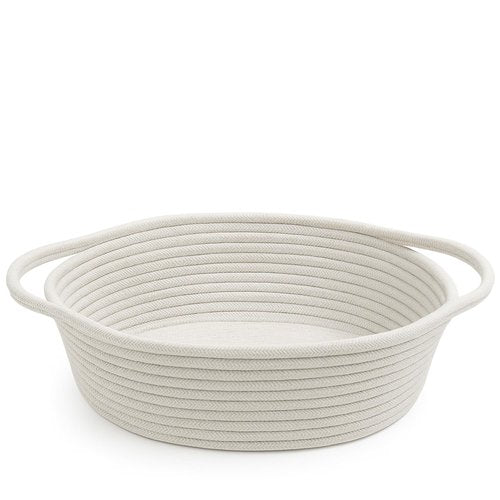 GiftExpress White Woven Easter Basket - 13" x 8" x 5" Cotton Rope Organizing Baskets with Handle for Baby Items or Cat & Dog Toys - Cute Soft Gift Basket Bin w/ Handles for Wicker Storage