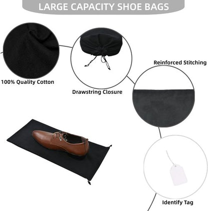 GONGKANGYUAN Shoe Bags - 4 Pack Flannel Travel Pouches with Drawstring for Men & Women