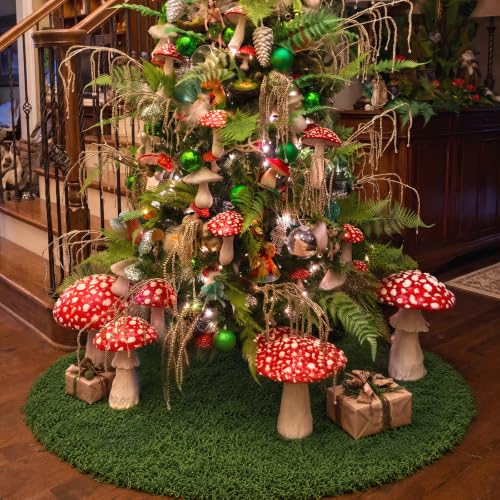 36-Inch Faux Moss Woodland Christmas Tree Skirt - Natural Base Cover