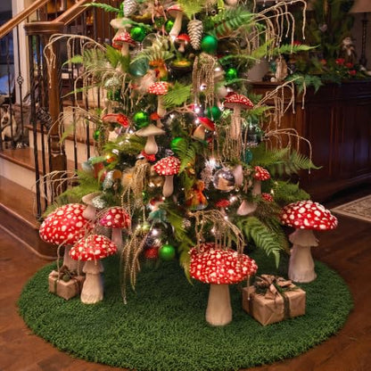 36-Inch Faux Moss Woodland Christmas Tree Skirt - Natural Base Cover