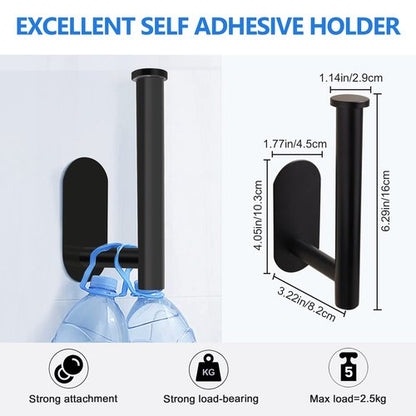 Toilet Paper Holder Self Adhesive, Premium Thicken Stainless Steel Rustproof Adhesive Toilet Roll Holder no Drilling for Bathroom, Kitchen, Washroom Black