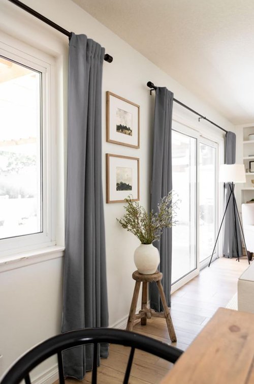 100% Blackout Shield Linen Blackout Curtains for Bedroom 96 Inches Long, Back Tab/Rod Pocket Living Room Drapes, Thermal Insulated Blackout Curtains 2 Panels Set, 50" W x 96" L, Dove Grey