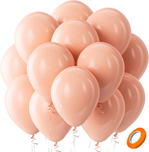 Bezente Pastel Orange Latex Balloons - 100 Pack 12-Inch Round Helium Balloons for Weddings & Parties