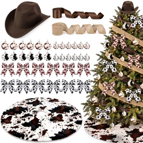 Western Cowboy Christmas Tree Decor Set - 40 Pieces with Hat, Skirt & Ornaments