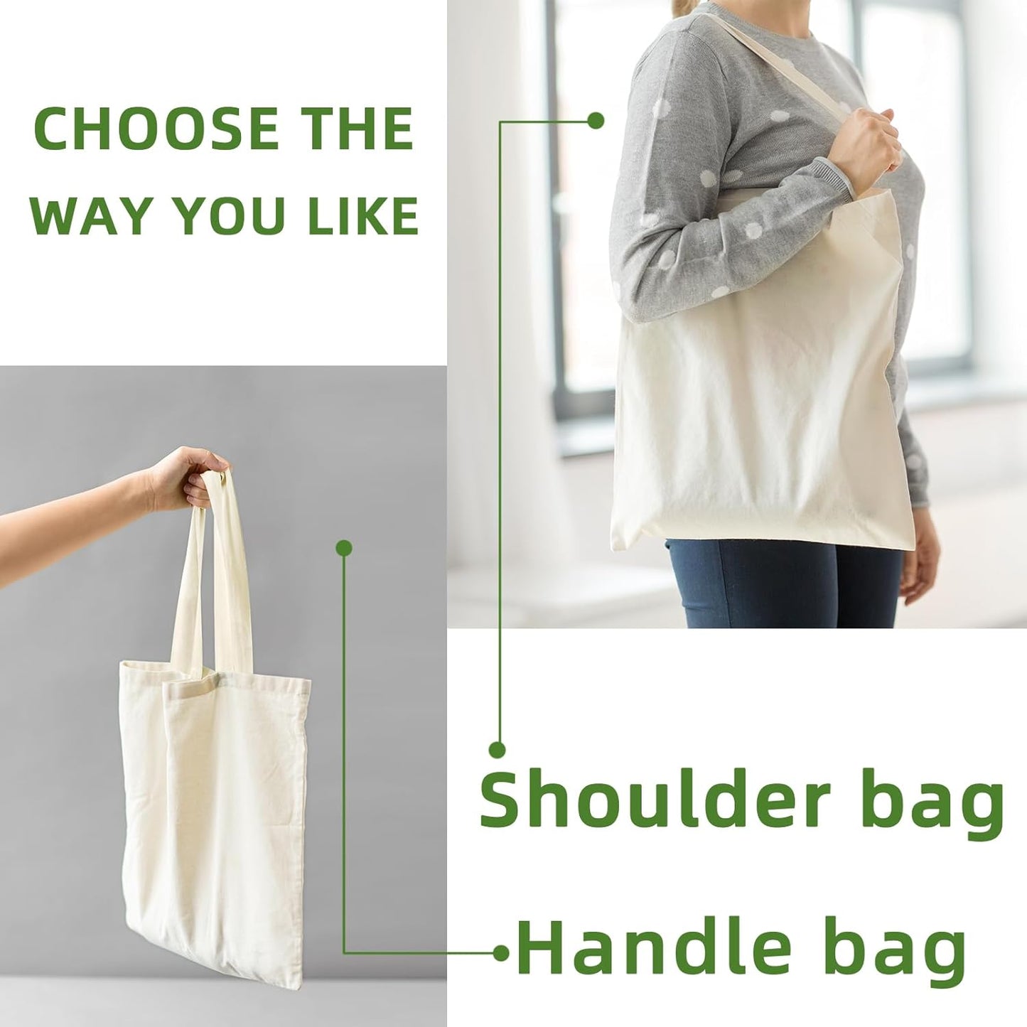 Skiennix Canvas Tote Bags - Reusable Blank Shopping & Grocery Bags | 6, 12, 24, or 48 Pack Options