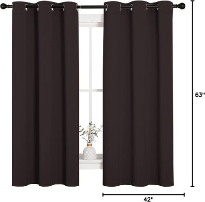 NICETOWN Blackout Curtains - Triple Weave Thermal Insulated Grommet Panels | 42"x63", Toffee Brown