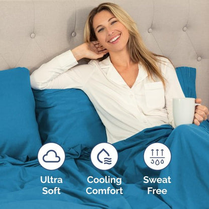 Full XL Bed Sheet - 4 Piece Full XL Bed Sheets Set - Soft, Breathable & Cooling - Hotel Luxury Bedding for Women, Men, Kids, Teens, Boys & Girls - Deep Pockets, Comfy, Fade & Wrinkle Free - Denim Blue
