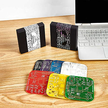 7 Colors Circuit Board Drink Coasters Set - Geek Nerd Engineer Gift