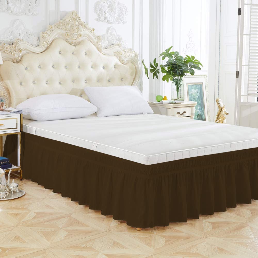 Wrap Around Bed Skirt, Luxurious 100% Egyptian Cotton 800 Thread Count 1 Pcs Bed Skirt, 18" Inch Drop - Twin Size (39" X 75") Inch, Chocolate Solid